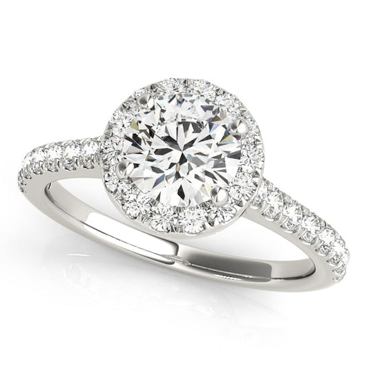 1.50 CT Round Shaped Moissanite Engagement Ring In Halo Design