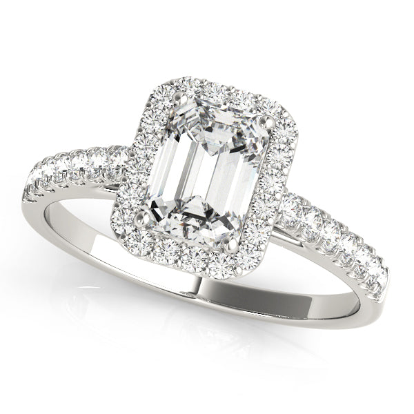 2 CT Emerald Shaped Moissanite Engagement Ring In Halo & Pave Design