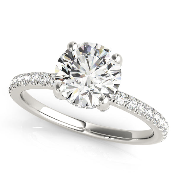 1.0 CT Round Shaped Moissanite Engagement Ring In Pave