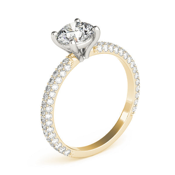 1.2 CT Round Shaped Moissanite Engagement Ring In Pave Design