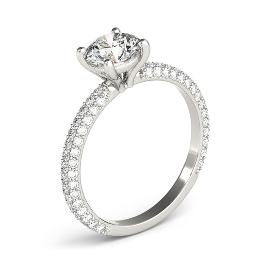 1.2 CT Round Shaped Moissanite Engagement Ring In Pave Design