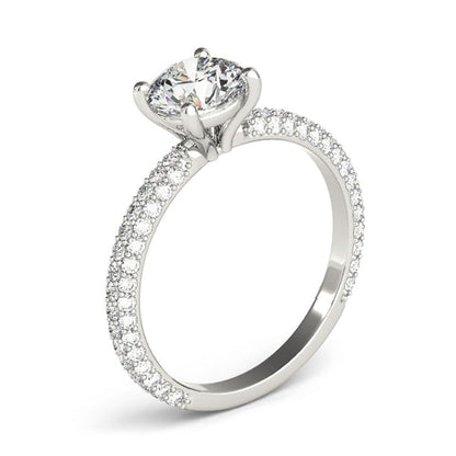 1.2 CT Round Shaped Moissanite Engagement Ring In Pave Design