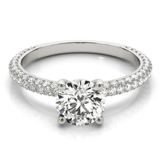 1.2 CT Round Shaped Moissanite Engagement Ring In Pave Design