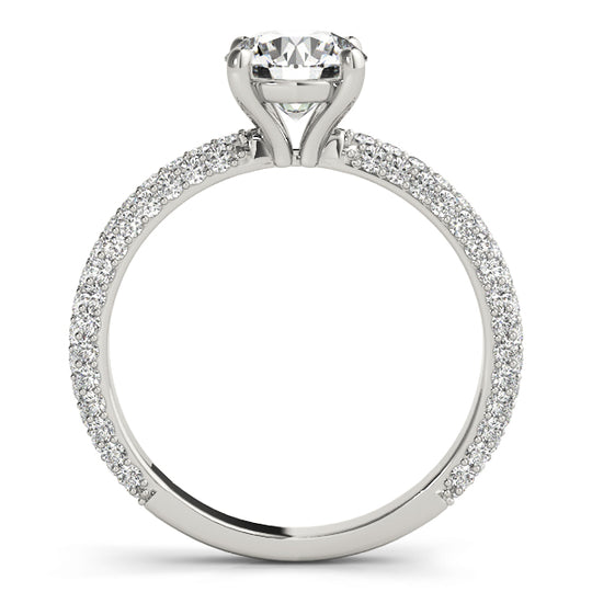 1.2 CT Round Shaped Moissanite Engagement Ring In Pave Design