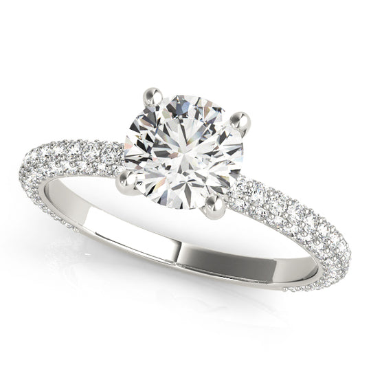 1.2 CT Round Shaped Moissanite Engagement Ring In Pave Design