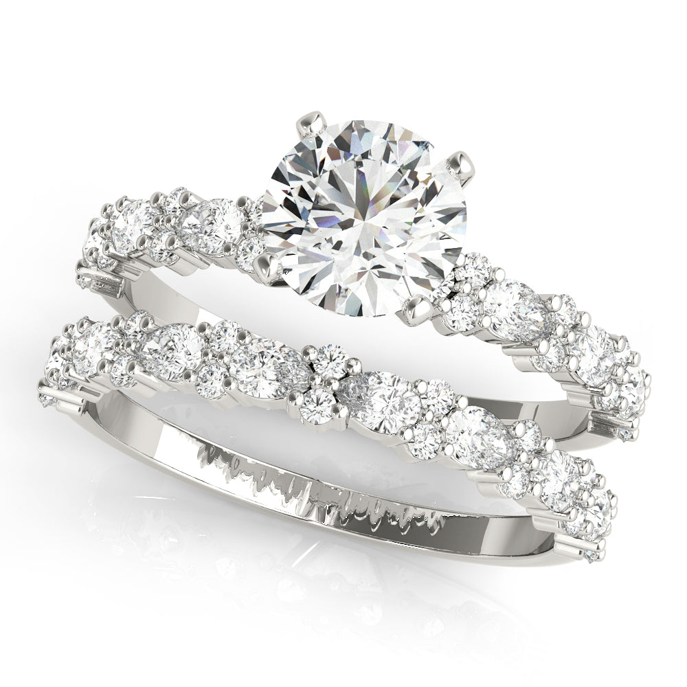 1.5 CT Round Shaped Moissanite Engagement Ring In Pave Design