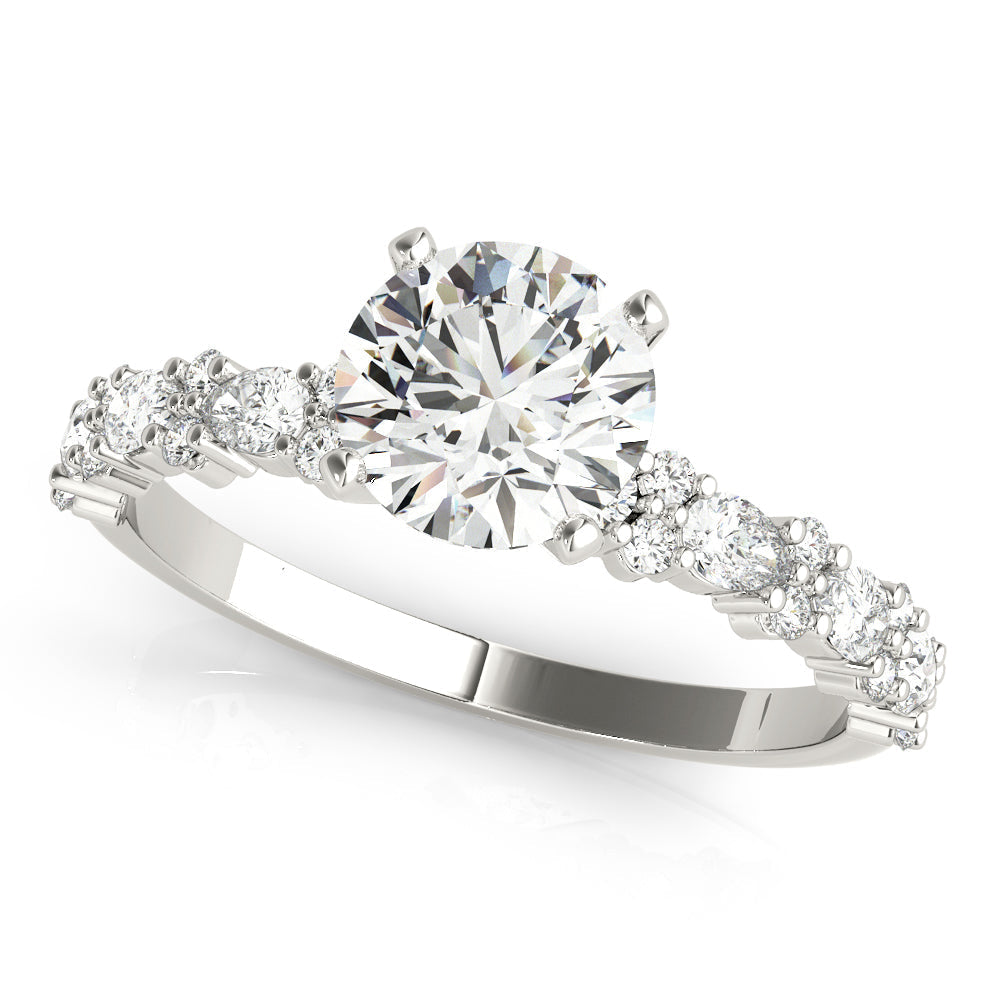 1.5 CT Round Shaped Moissanite Engagement Ring In Pave Design