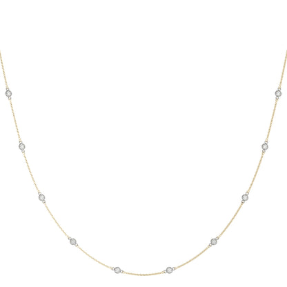 0.50 TCW Round Shape Moissanite Dainty  Necklace