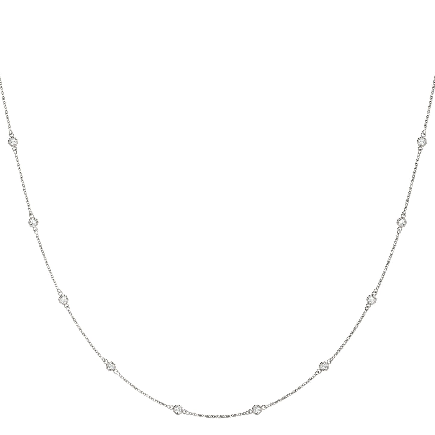 0.50 TCW Round Shape Moissanite Dainty  Necklace