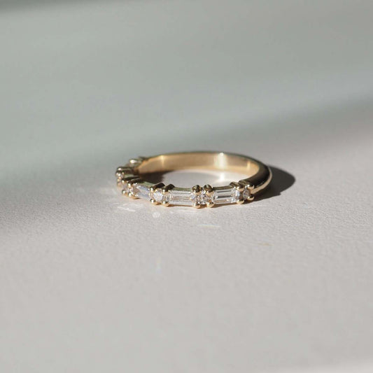 Half Eternity Wedding Band Featuring 0.40 TCW Baguette & Round Moissanite