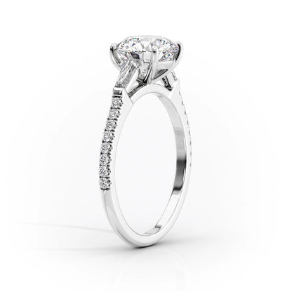 1.50 CT Oval Moissanite Three Stone Pave Setting Engagement Ring - farrellouise