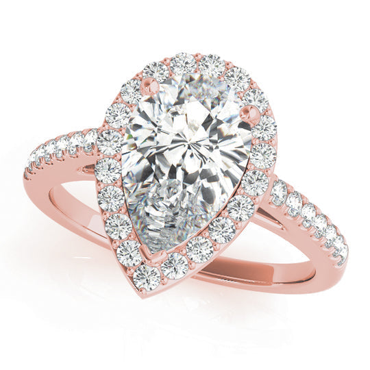 2.5 CT Pear Shaped Moissanite Engagement Ring In Halo & Pave Design