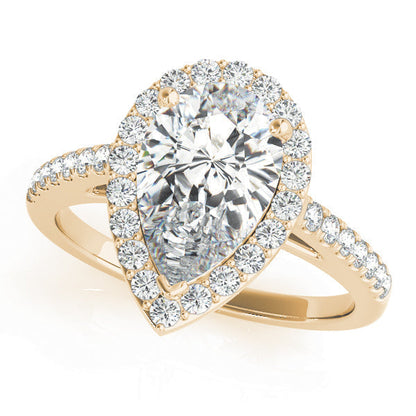 2.5 CT Pear Shaped Moissanite Engagement Ring In Halo & Pave Design