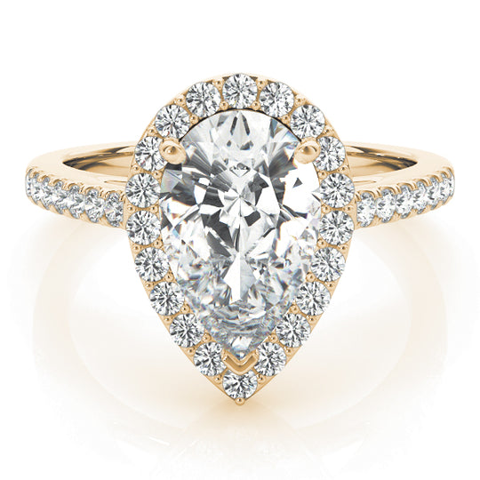 2.5 CT Pear Shaped Moissanite Engagement Ring In Halo & Pave Design