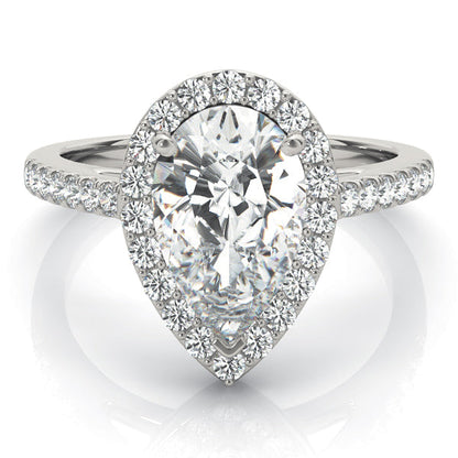 2.5 CT Pear Shaped Moissanite Engagement Ring In Halo & Pave Design