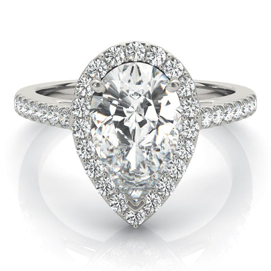 2.5 CT Pear Shaped Moissanite Engagement Ring In Halo & Pave Design