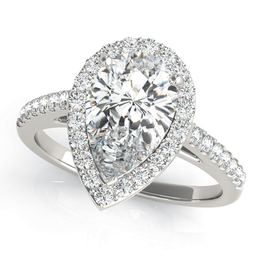 2.5 CT Pear Shaped Moissanite Engagement Ring In Halo & Pave Design