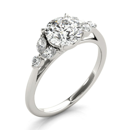 1.5 CT Round Shaped Moissanite Engagement Ring In Cluster Design