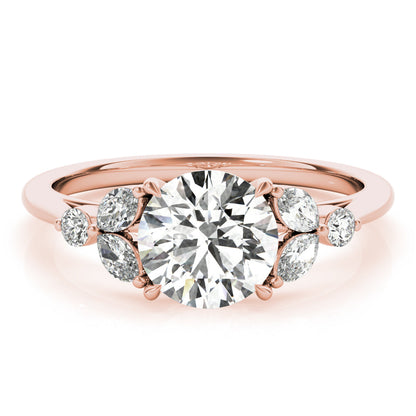 1.5 CT Round Shaped Moissanite Engagement Ring In Cluster Design