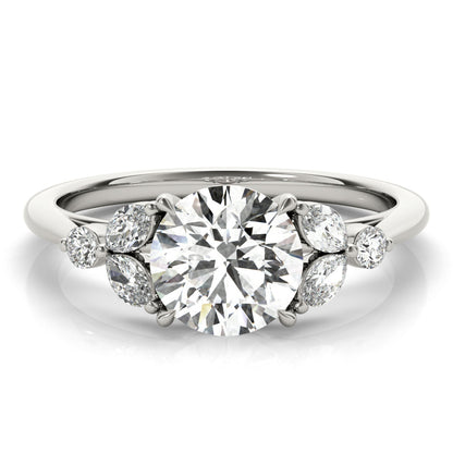 1.5 CT Round Shaped Moissanite Engagement Ring In Cluster Design