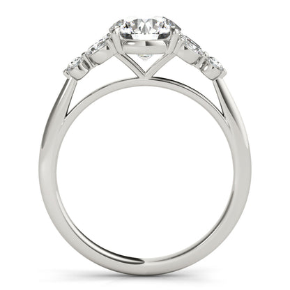 1.5 CT Round Shaped Moissanite Engagement Ring In Cluster Design