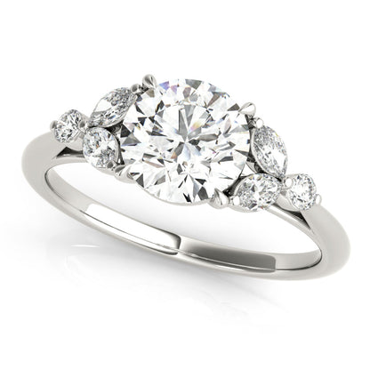 1.5 CT Round Shaped Moissanite Engagement Ring In Cluster Design