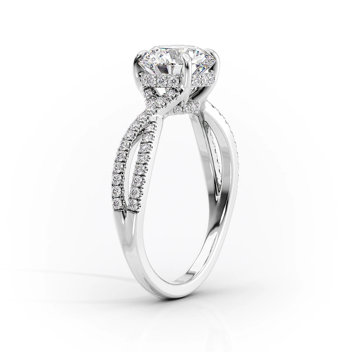 3.0 CT Pear Moissanite Hidden Halo Criss Cross Pave Setting Engagement Ring - farrellouise