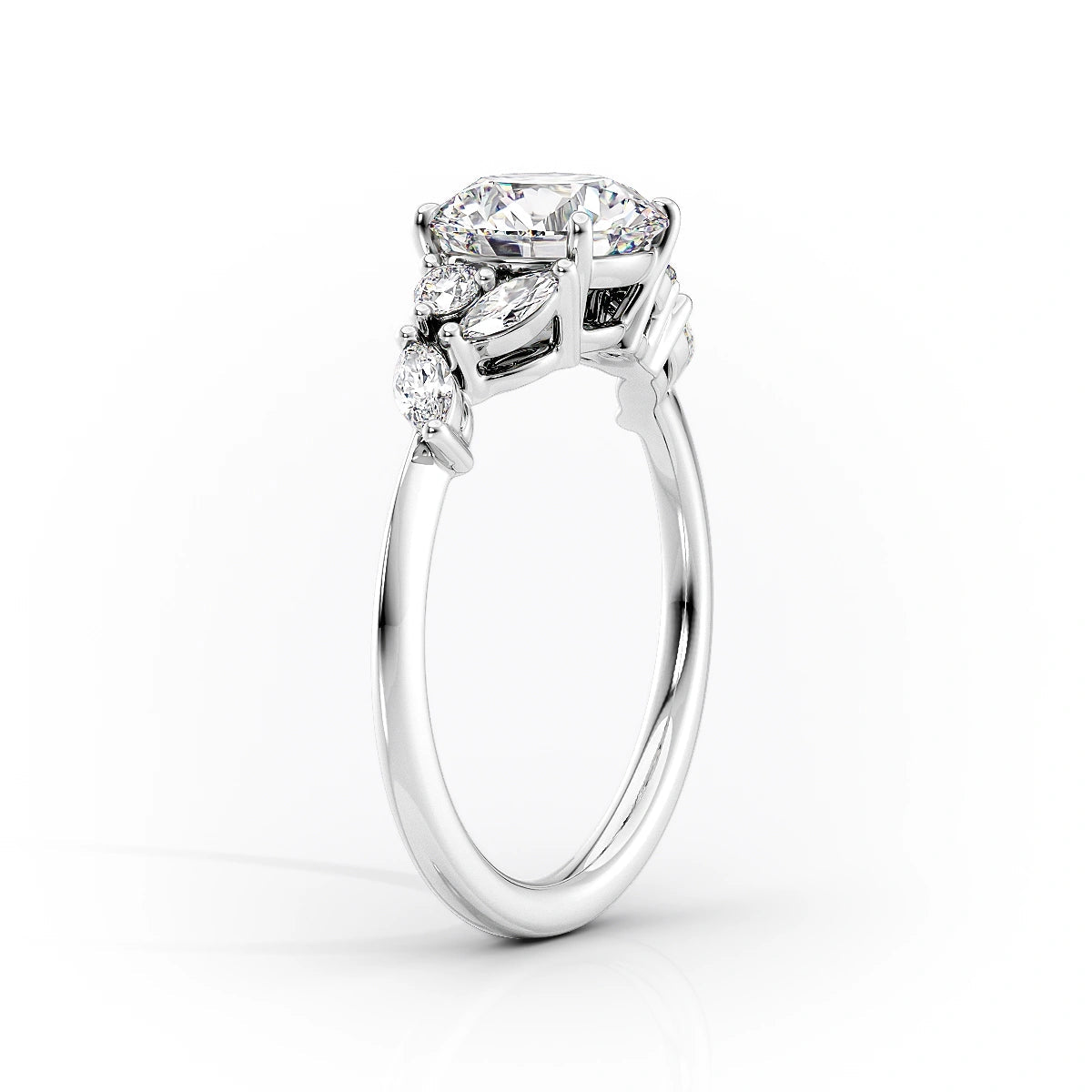 1.50 CT Pear Moissanite Cluster Engagement Ring - farrellouise