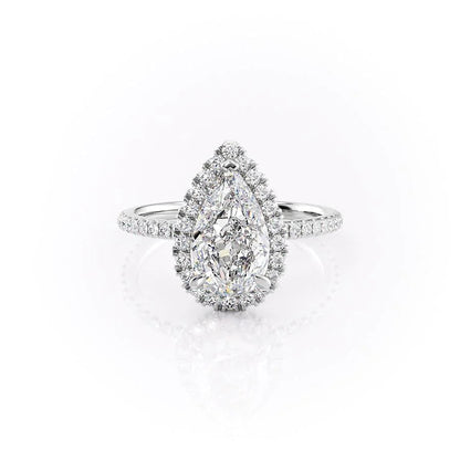 1.50 CT Pear Moissanite Halo Engagement Ring - farrellouise