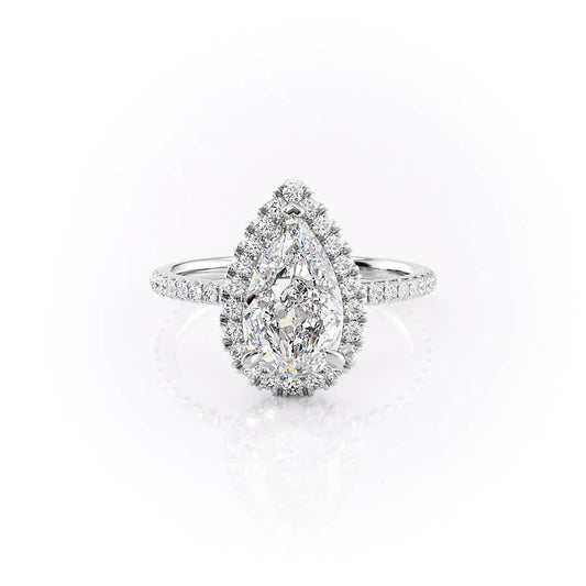 1.50 CT Pear Moissanite Halo Engagement Ring - farrellouise