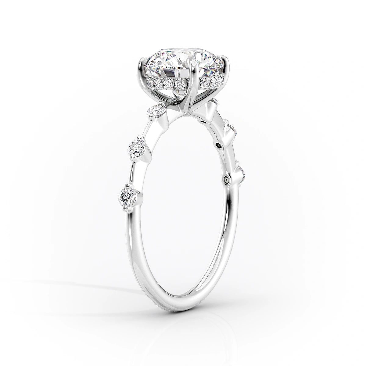 1.0 CT Radiant Moissanite Hidden Halo Dainty Pave Setting Engagement Ring - farrellouise