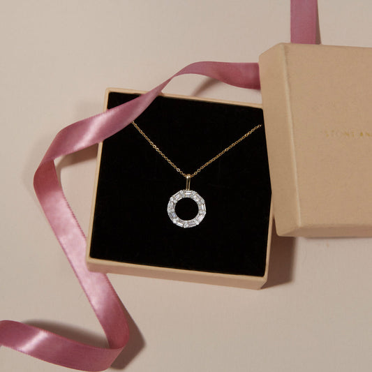 0.45 Carats Baguette & Round Shape Moissanite Necklace