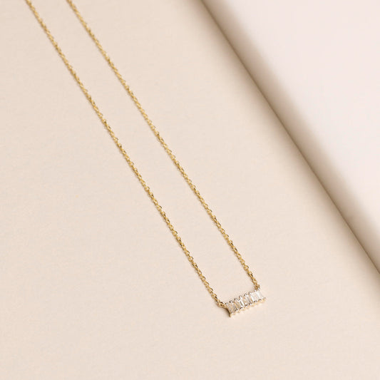 0.15 Carats Baguette Shape Moissanite Line Necklace