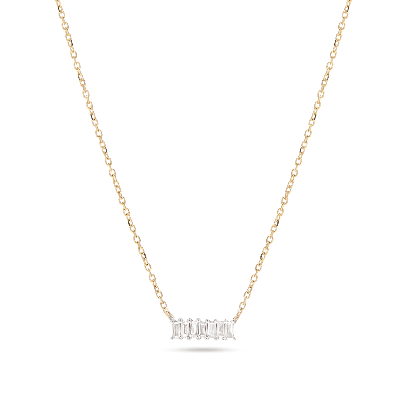 0.15 Carats Baguette Shape Moissanite Line Necklace