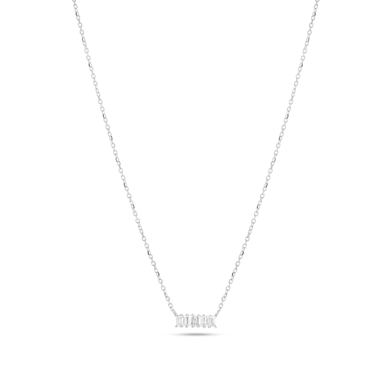 0.15 Carats Baguette Shape Moissanite Line Necklace