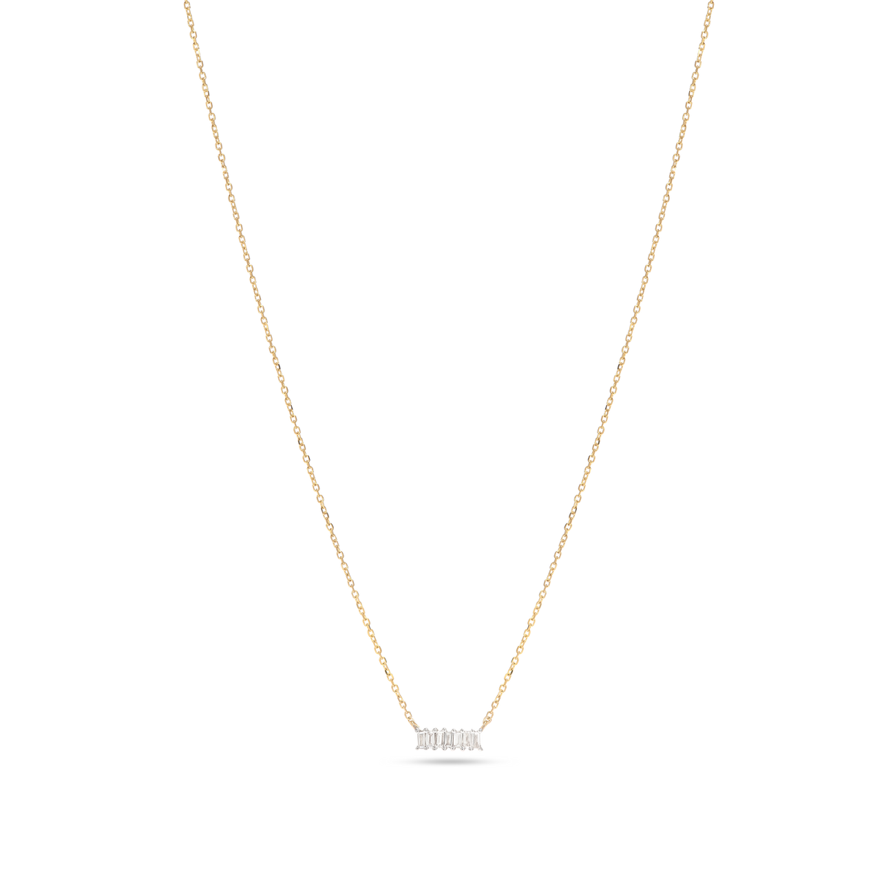 0.15 Carats Baguette Shape Moissanite Line Necklace