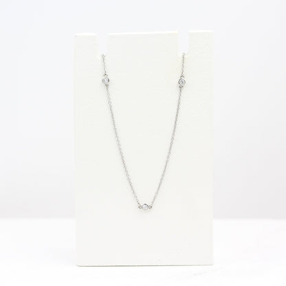 0.25 TCW Round Shape Moissanite Necklace With Dainty