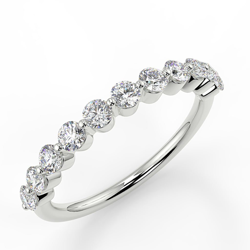 0.44 TCW Round Moissanite Half Eternity Wedding Band - farrellouise