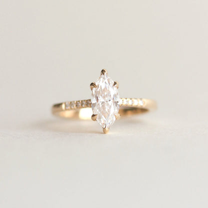 0.90 CT Marquise Moissanite Pave Setting Engagement Ring - farrellouise