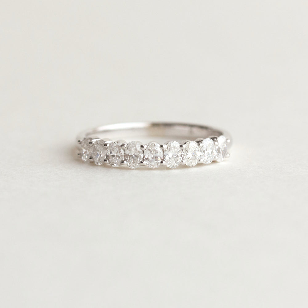 0.54 TCW Oval Moissanite Half Eternity Wedding Band - farrellouise