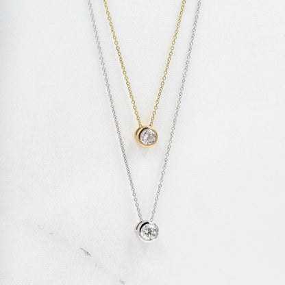 0.25 TCW Round Shape Moissanite Bezel Necklace