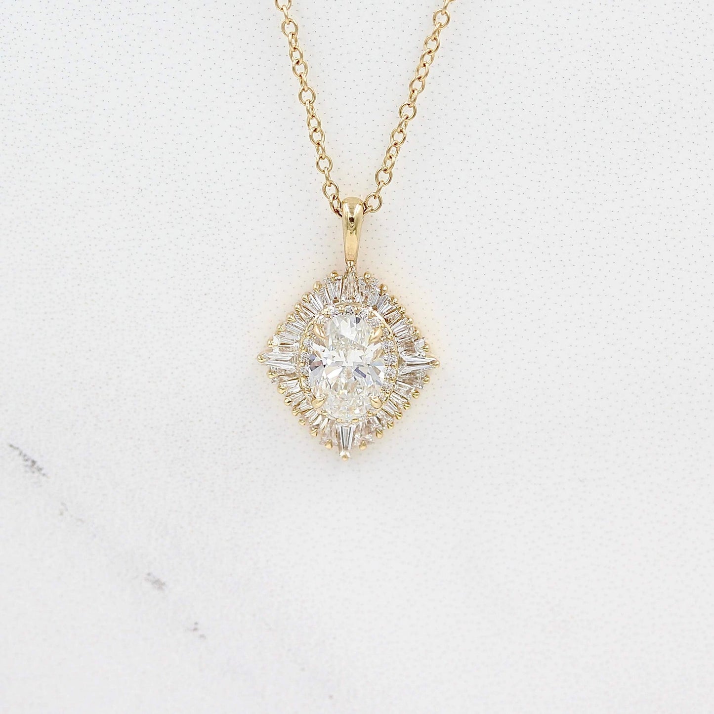 1.25 Carats Oval Cut Moissanite Necklace With Halo