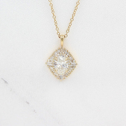 1.25 Carats Oval Cut Moissanite Necklace With Halo