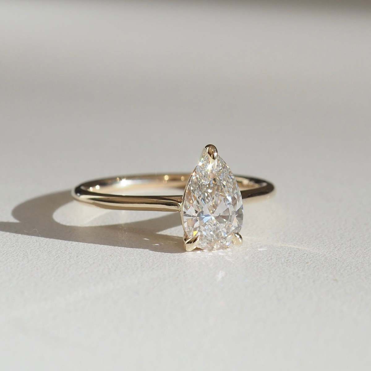 1.5 CT Pear Moissanite Solitaire Engagement Ring - farrellouise