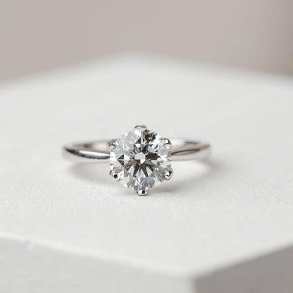 1.0 CT Round Shaped Moissanite Engagement Ring In Solitaire