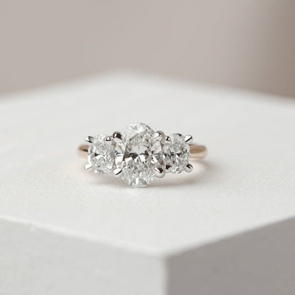 2.0 CT Oval Shaped Moissanite Engagement Ring In Three Stone