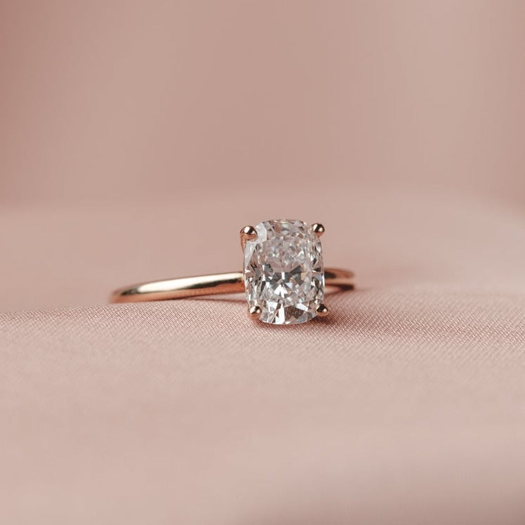 2.50 CT Elongated Cushion Shaped Moissanite Ring In Solitaire Design