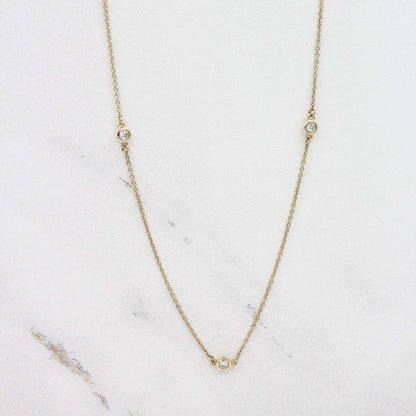 0.25 TCW Round Shape Moissanite Necklace With Dainty