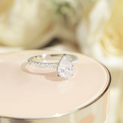 3.0 CT Pear Moissanite Pave Setting Engagement Ring - farrellouise