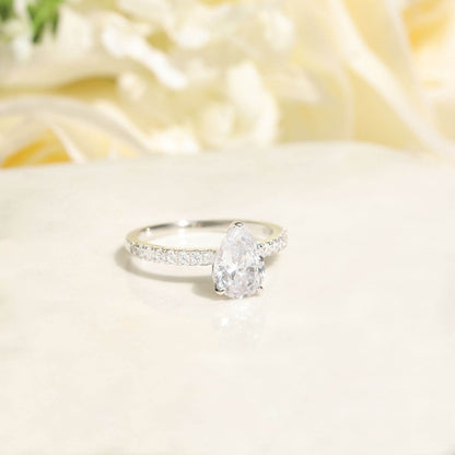 3.0 CT Pear Moissanite Pave Setting Engagement Ring - farrellouise